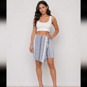 HALOGEN asymmetrical faux wrap lined skirt 10